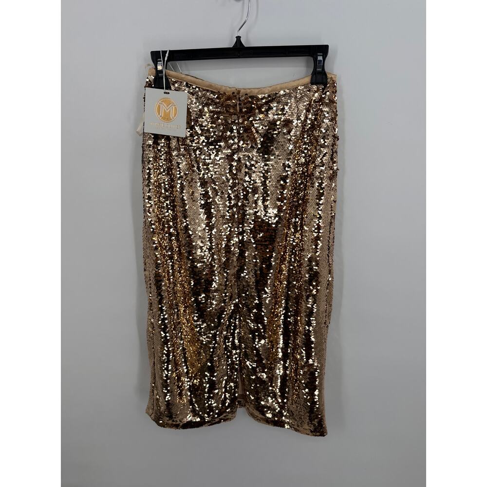 MARIE OLIVER NWT Wray Midi Skirt in Gold Sequin // 2 - Picture 10 of 15